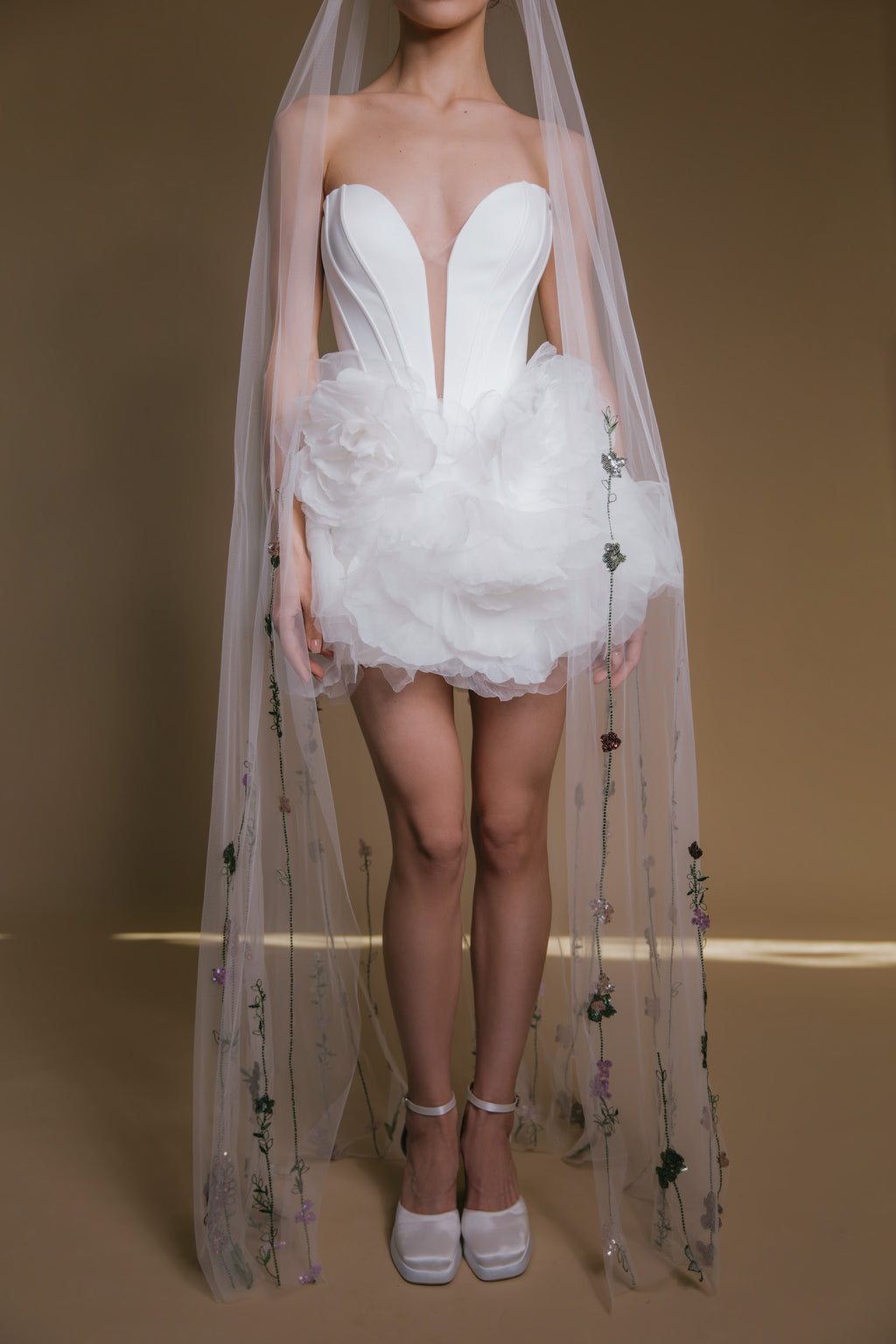 Voile de Mariée de Couleur avec Rappel de la Robe Granita