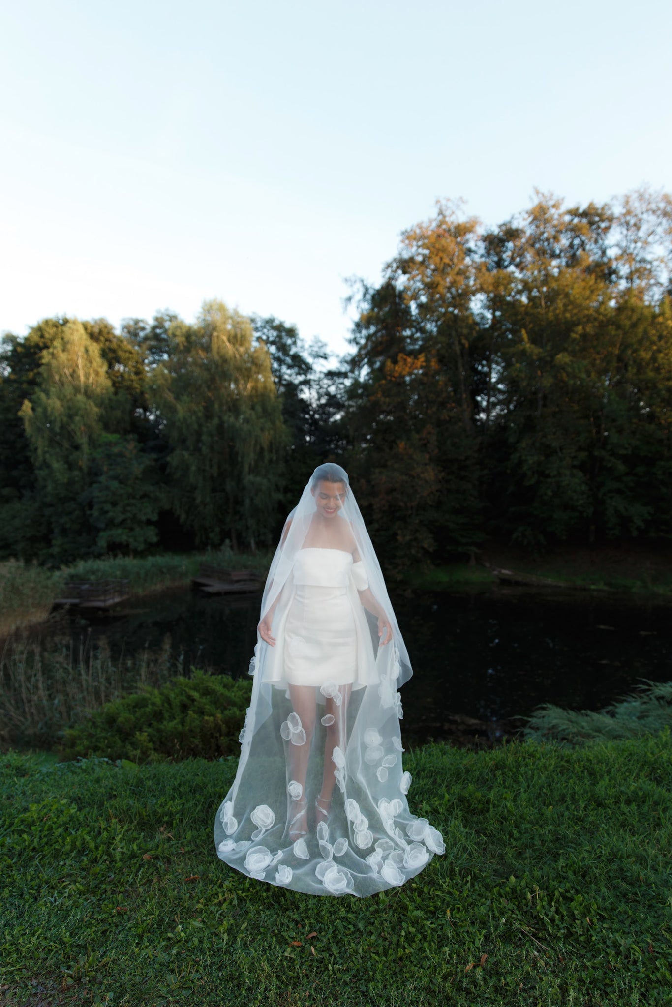 Voile de Mariée à Fleurs d'Organza