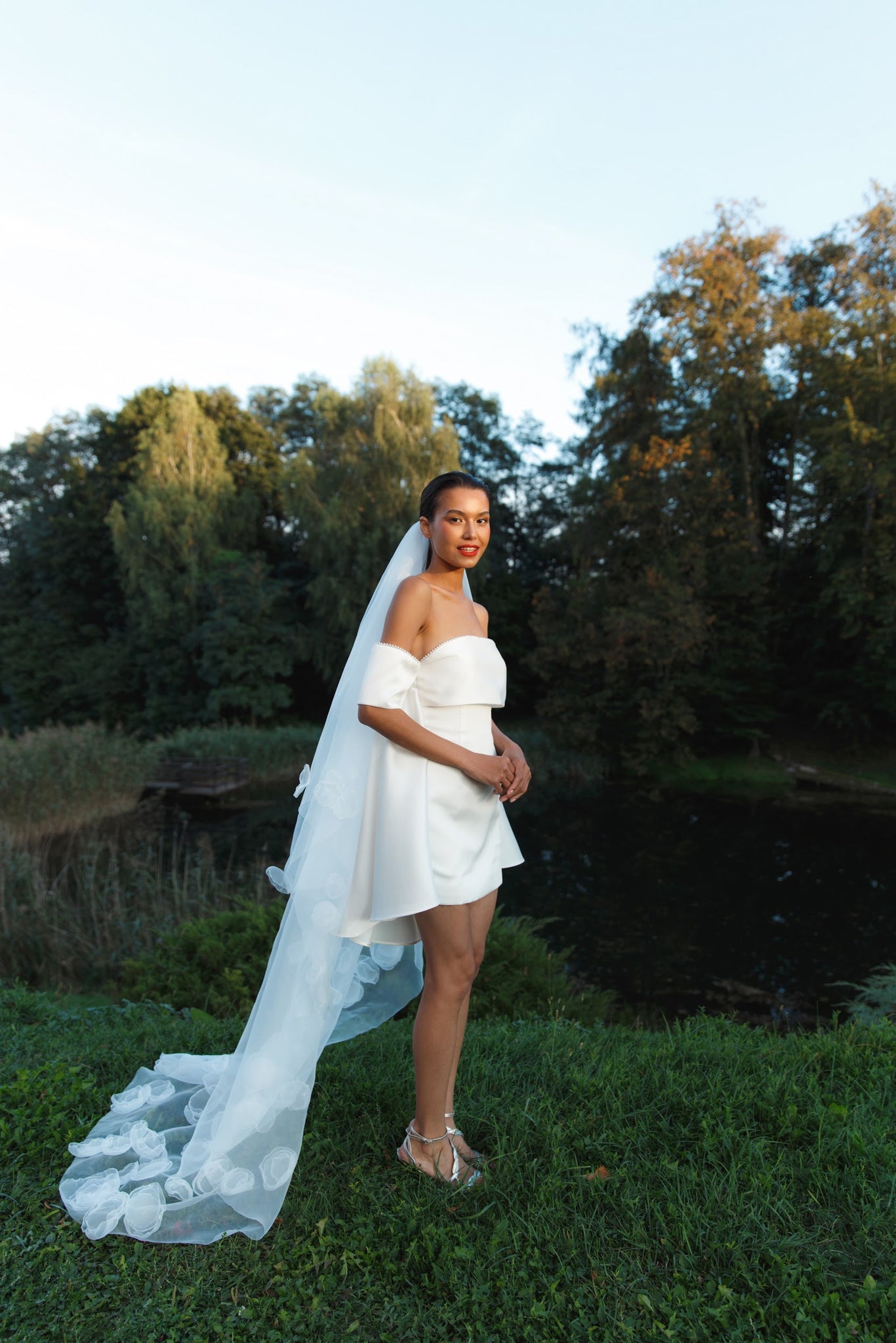 Voile de Mariée à Fleurs d'Organza