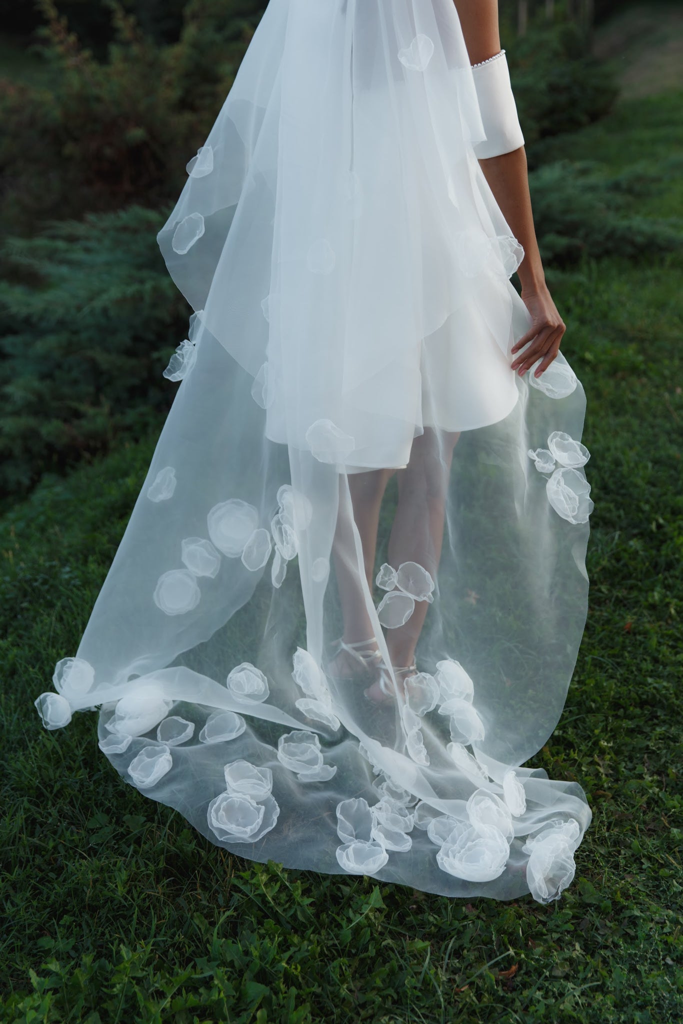 Voile de Mariée à Fleurs d'Organza