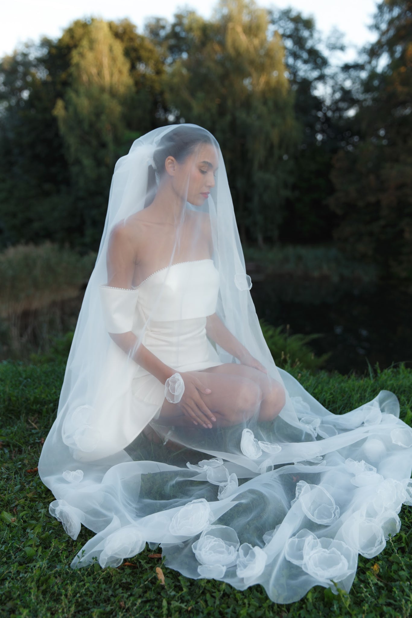 Voile de Mariée à Fleurs d'Organza