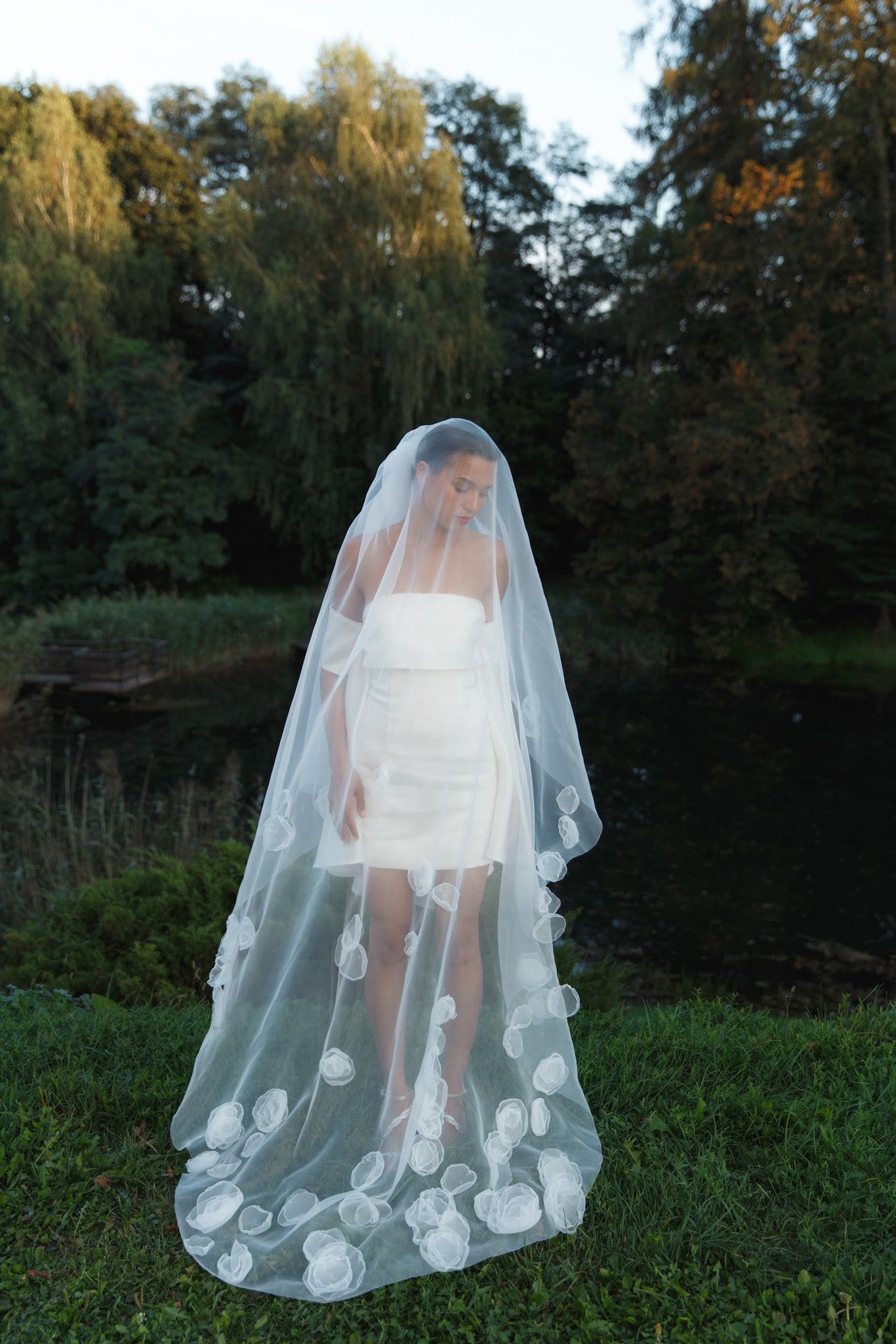 Voile de Mariée à Fleurs d'Organza