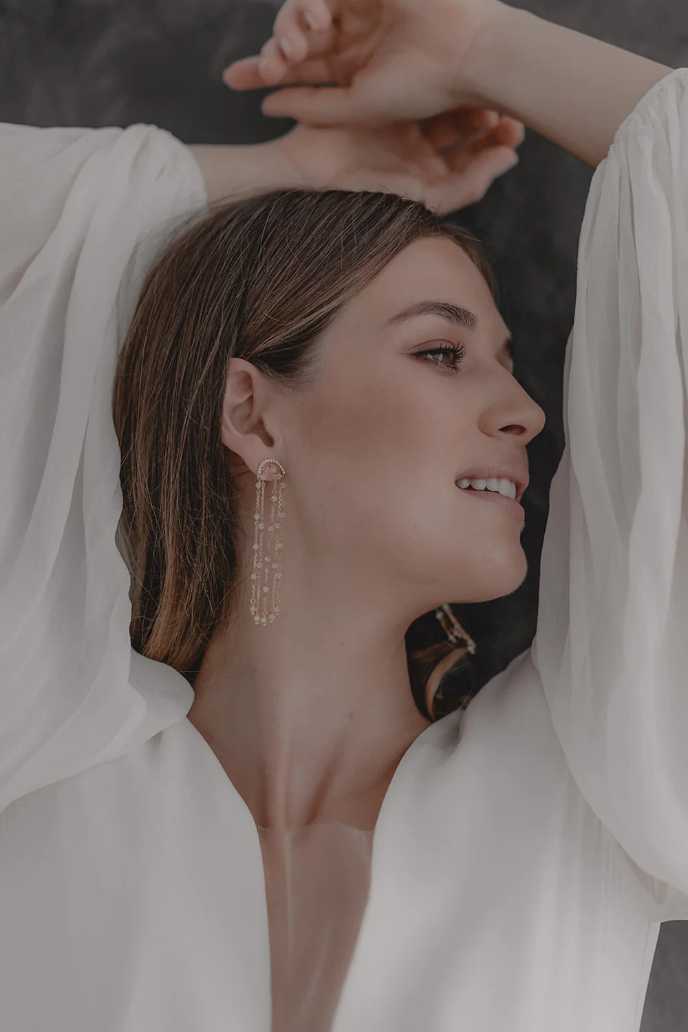 Boucles d’Oreilles "Arielle" : les Boucles de Mariage Pendantes par Excellence.