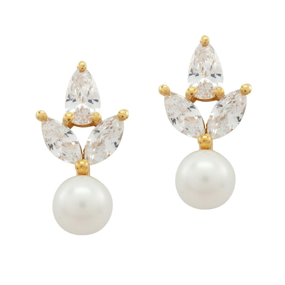 Boucles d'Oreilles "Simply Delightful" : les Boucles de Mariage Cristal et Perle par Excellence.