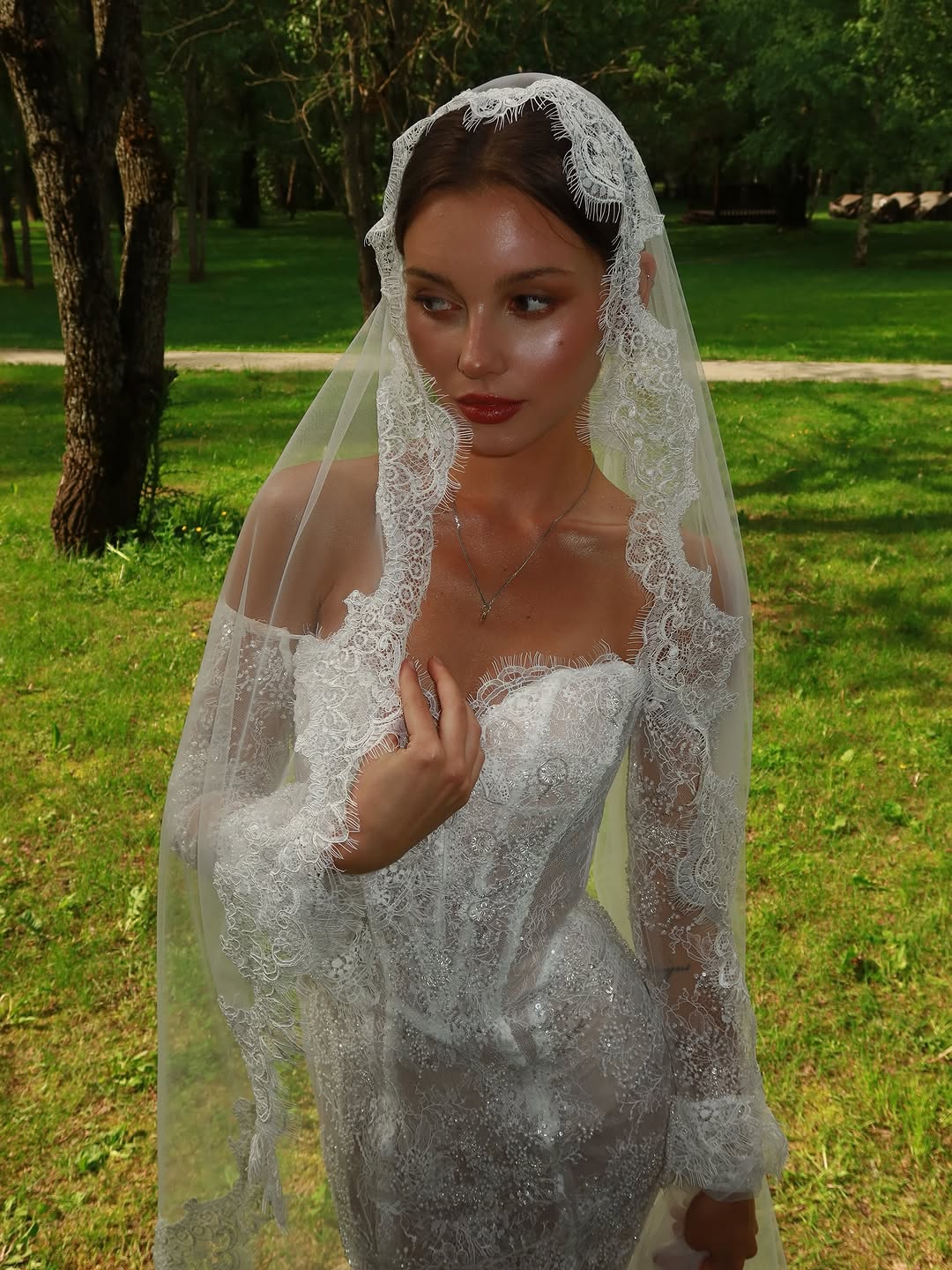 Voile de Mariée Dentelle à Mantille