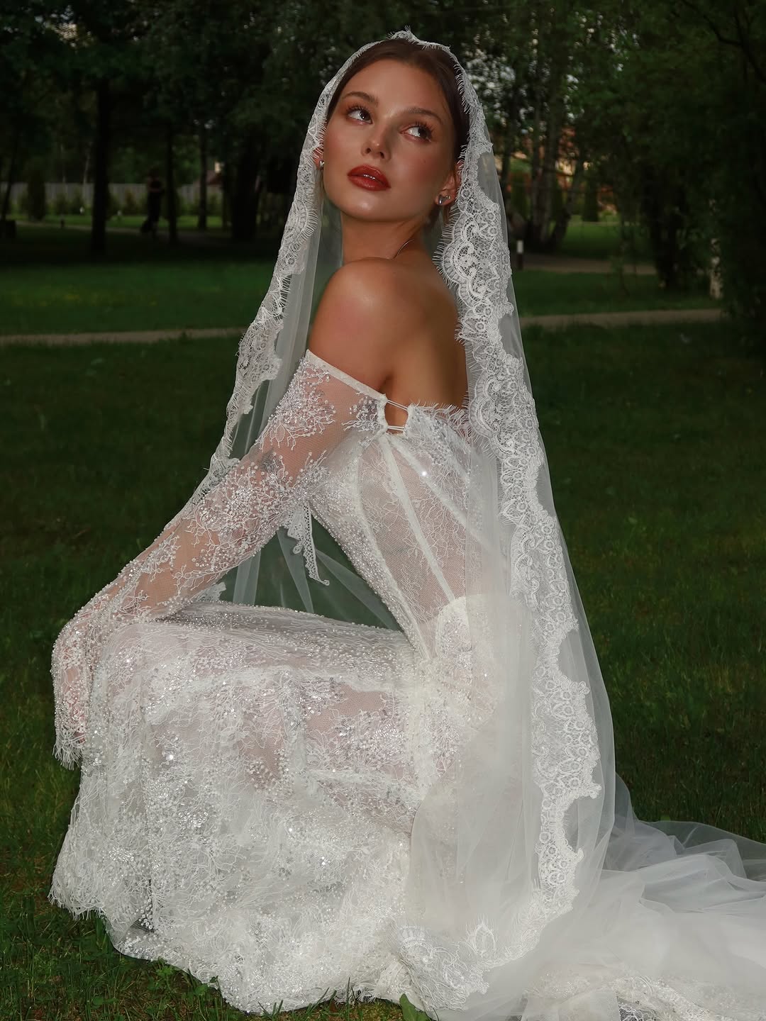 Voile de Mariée Dentelle à Mantille