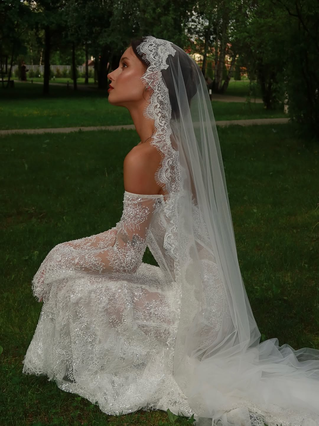 Voile de Mariée Dentelle à Mantille