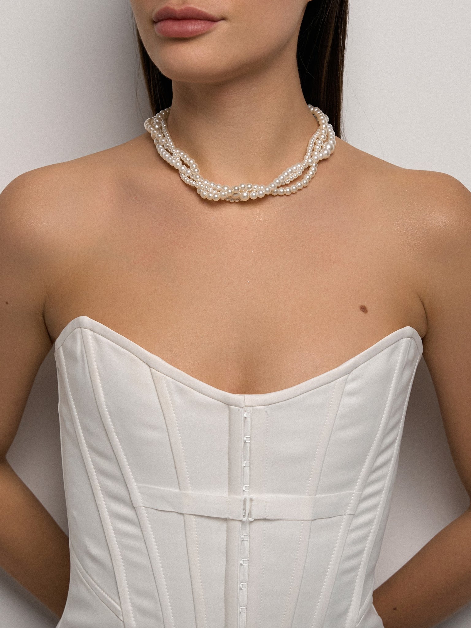 Collier Court avec Perles Artificielles