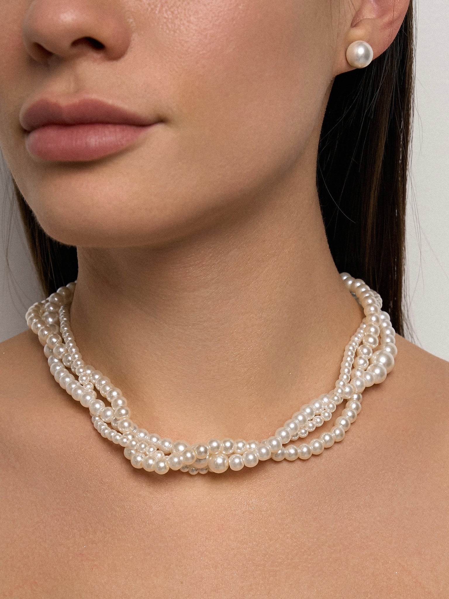 Collier Court avec Perles Artificielles